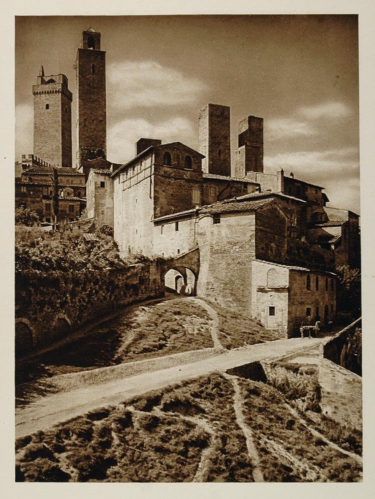 1925 Towers San Gimignano Tuscany Italy Architecture - ORIGINAL ITALY3