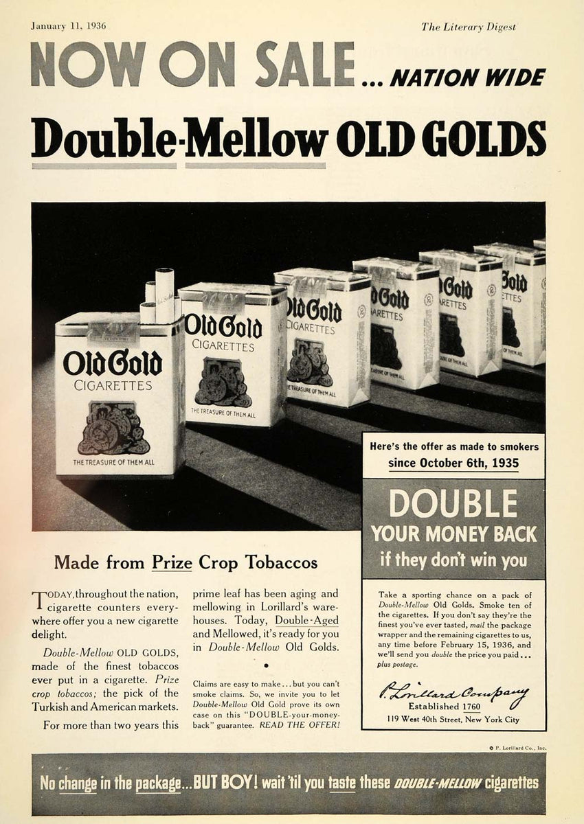 1935年 OLD GOLD アンティークタバコ 広告カレンダー オリジナル 1935年 OLD GOLD アンティークタバコ 広告カレンダー オリジナル Old