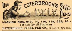 1885 Ad Esterbrook Steel Pens Company Ink Writing Tips - ORIGINAL LF2