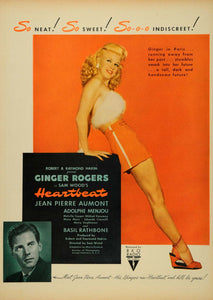 1946 Ad Heartbeat Robert Raymound Hakim Ginger Rogers - ORIGINAL ADVERTISING LF3
