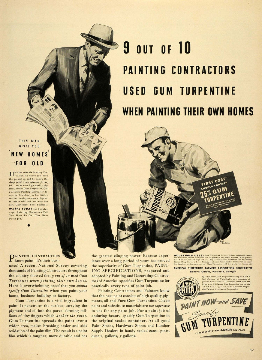 1939 Ad Gum Spirits Turpentine Paint Protection Home Improvement Farme –  Period Paper Historic Art LLC