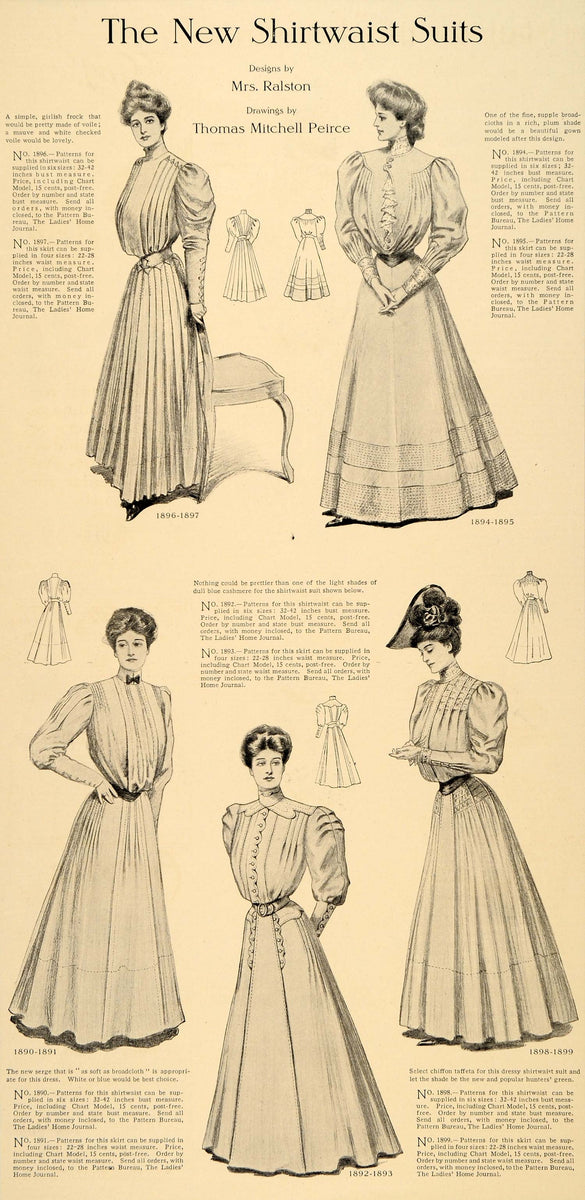 chinese dress ladies 1905 Print Shirtwaist Suits Dress Skirt Ralston Gown