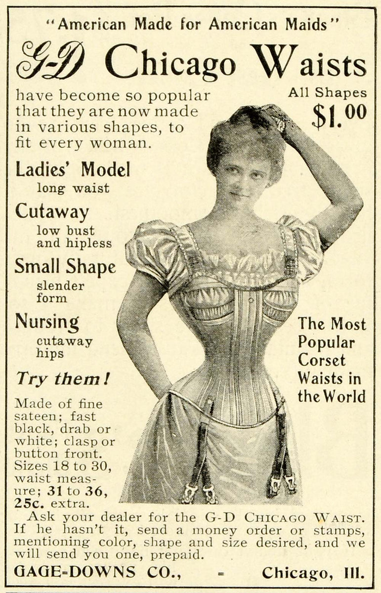 1894 Ad Gage Down Company Chicago Waist Corset Victorian Woman World F –  Period Paper Historic Art LLC