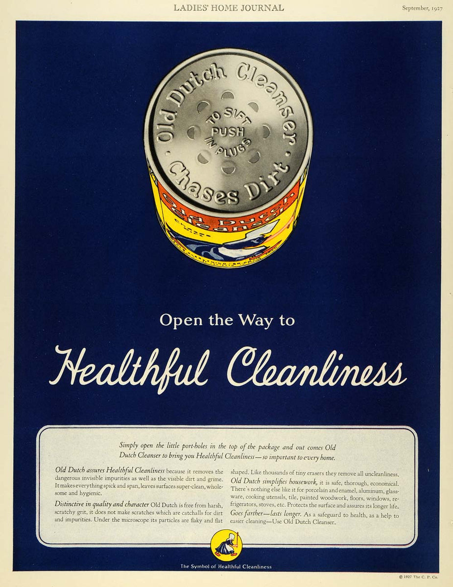 1927 Ad Old Dutch Cleanser Can Navy Blue Cleaning Powder Household