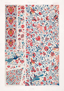 1875 Chromolithograph Persian Design Floral Bird Pattern Motif Historic LOR1