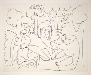 1962 Photolithograph Picasso Nude Art Le Dejeuner sur l'herbe Manet 10.8.59 I