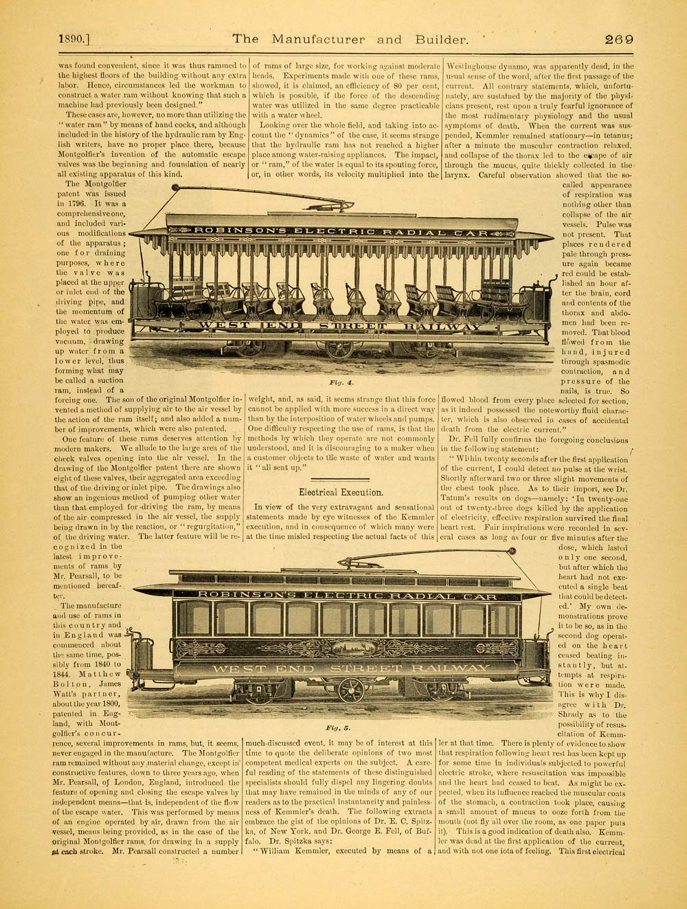 1890 Article Robinson Radial Car Truck Co Boston Streetcar West End Railway MAB1