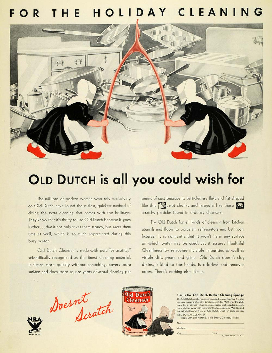 1933 Ad Old Dutch Cleanser Wishbone Kitchen Cleaner - ORIGINAL
