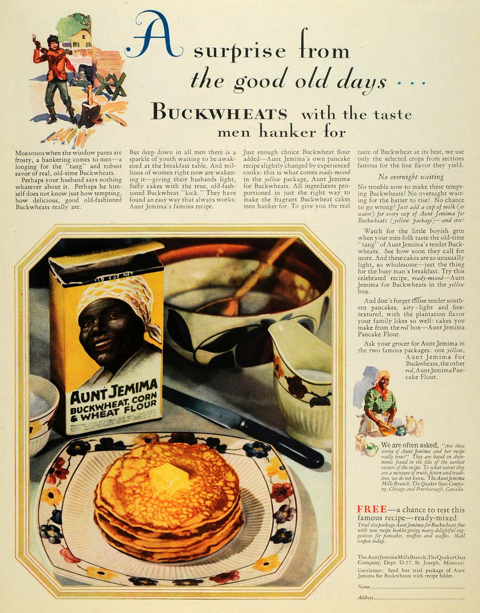 1929 Ad Aunt Jemima Buckwheat Corn Wheat Flour Pancake ORIGINAL MCC4 Period Paper Historic