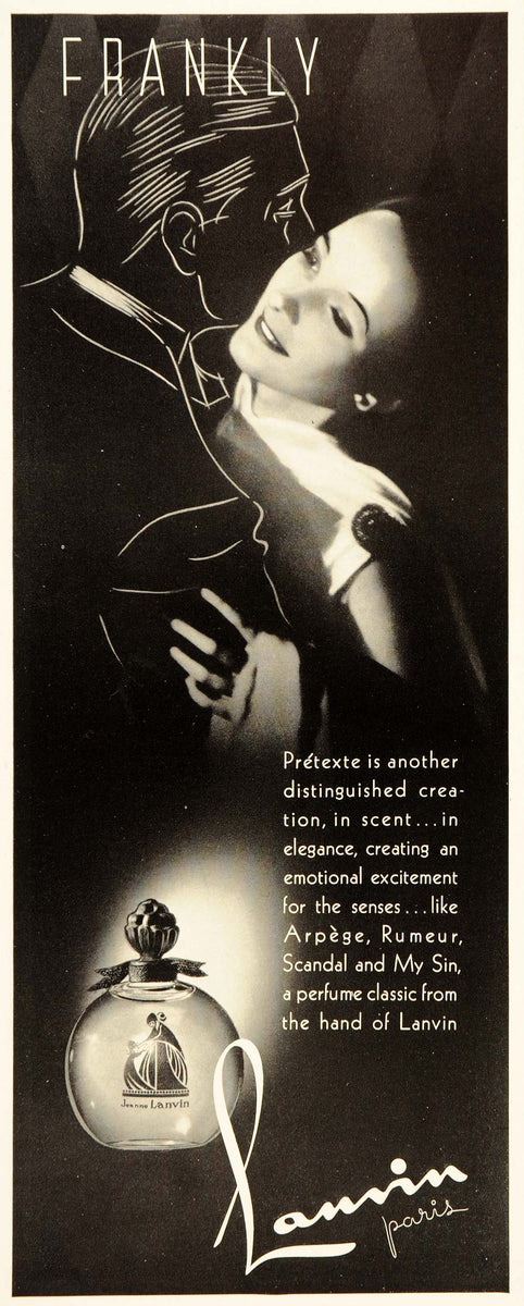 LANVIN PARFUMS ヴィンテージ広告ポスター 1958年 1937 Ad Jeanne Lanvin Perfumes Paris Arpege Rumeur - ORIGINAL