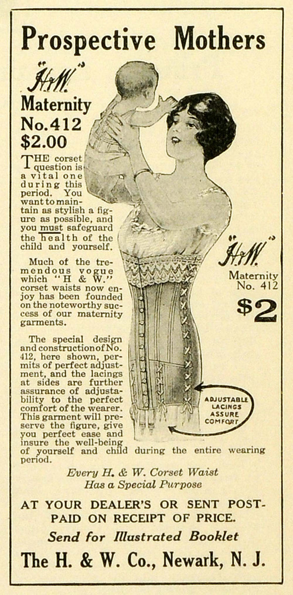 1916 Ad H W Co Maternity Corset Waist 412 Mother Baby Women MP