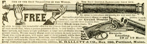 1888 Ad H Hallett & Co Grand Double Barrelled Shotgun Breech Loading Weapon MX7