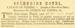 1873 Ad Splendide Hotel Place De L'Opera Luxury Lodging Travel Vacation MX7
