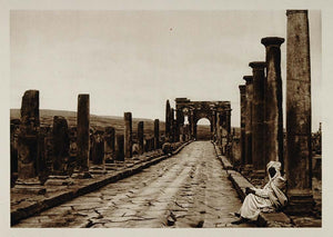 1924 Roman Road Timgad Thamugas Algeria Photogravure<FO - ORIGINAL NAF1