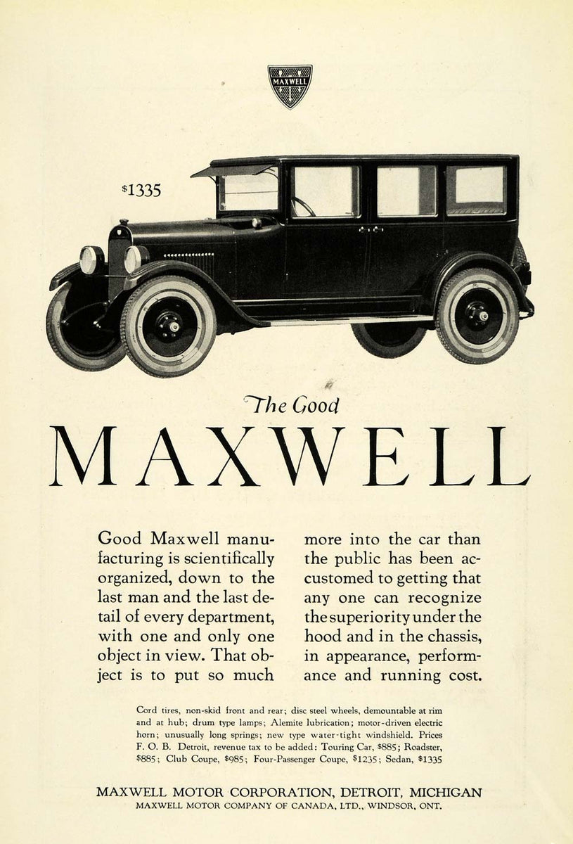 1923 Ad Antique Good Maxwell Automobile Limousine Car