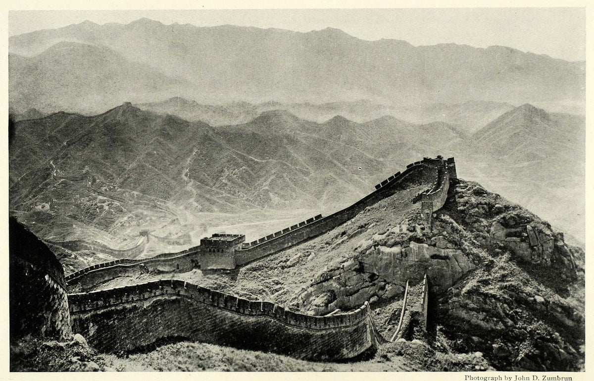 1923 Print Kupehkow Great Wall China Stones Fortification Chinese Empi ...