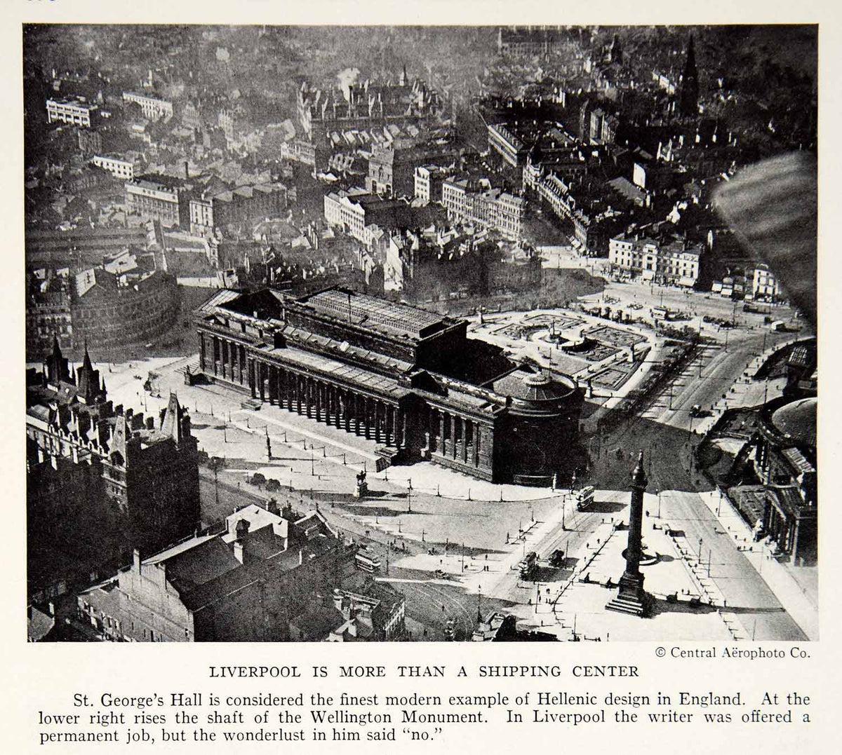 1934 Print Liverpool England Aerial View Wellington Monument Historica, image size:1200x1077