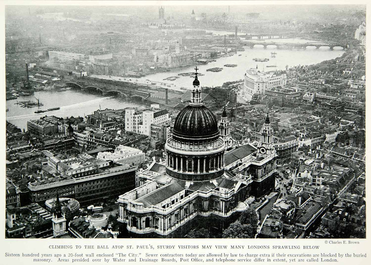 1935 Print Saint Paul Cathedral Church Cityscape London England Dome R ...