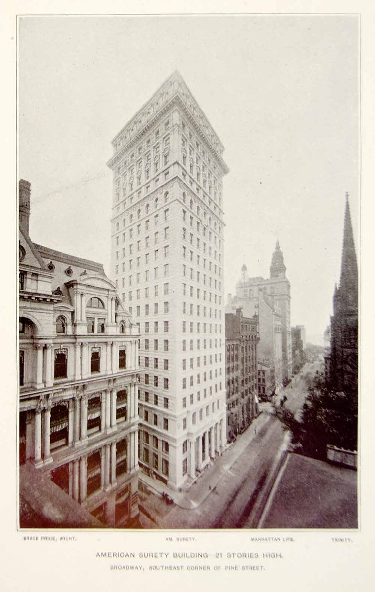 1894 Print Printing House Square New York City Hall Skyscraper