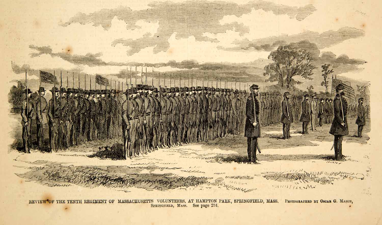 1861 Wood Engraving Tenth Regiment Massachusetts Volunteers U. S. Civil War NYN1