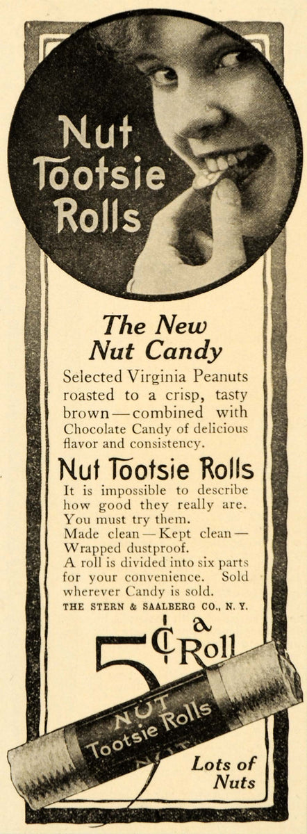 1916 Ad Nut Tootsie Rolls Candy Peanuts Stern Saalberg - ORIGINAL OD1 –  Period Paper Historic Art LLC