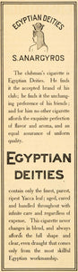 1905 Ad Egyptian Deities Cigarette Yacca Leaf Anargyros - ORIGINAL OD1