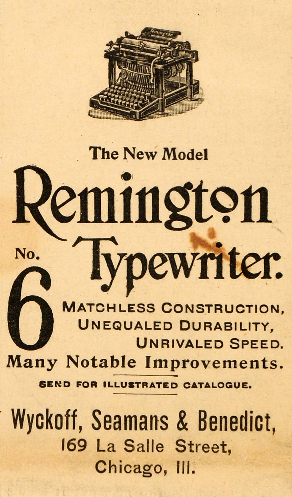 1895 Ad Remington Typewriter Wyckoff Seamans Benedict - ORIGINAL ADVERTISING OD2