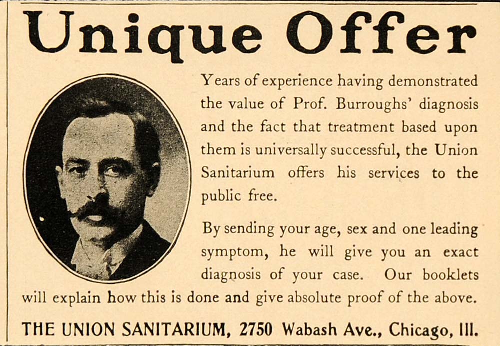 1901 Vintage Ad Union Sanitarium Wabash Avenue Chicago - ORIGINAL OLD1A