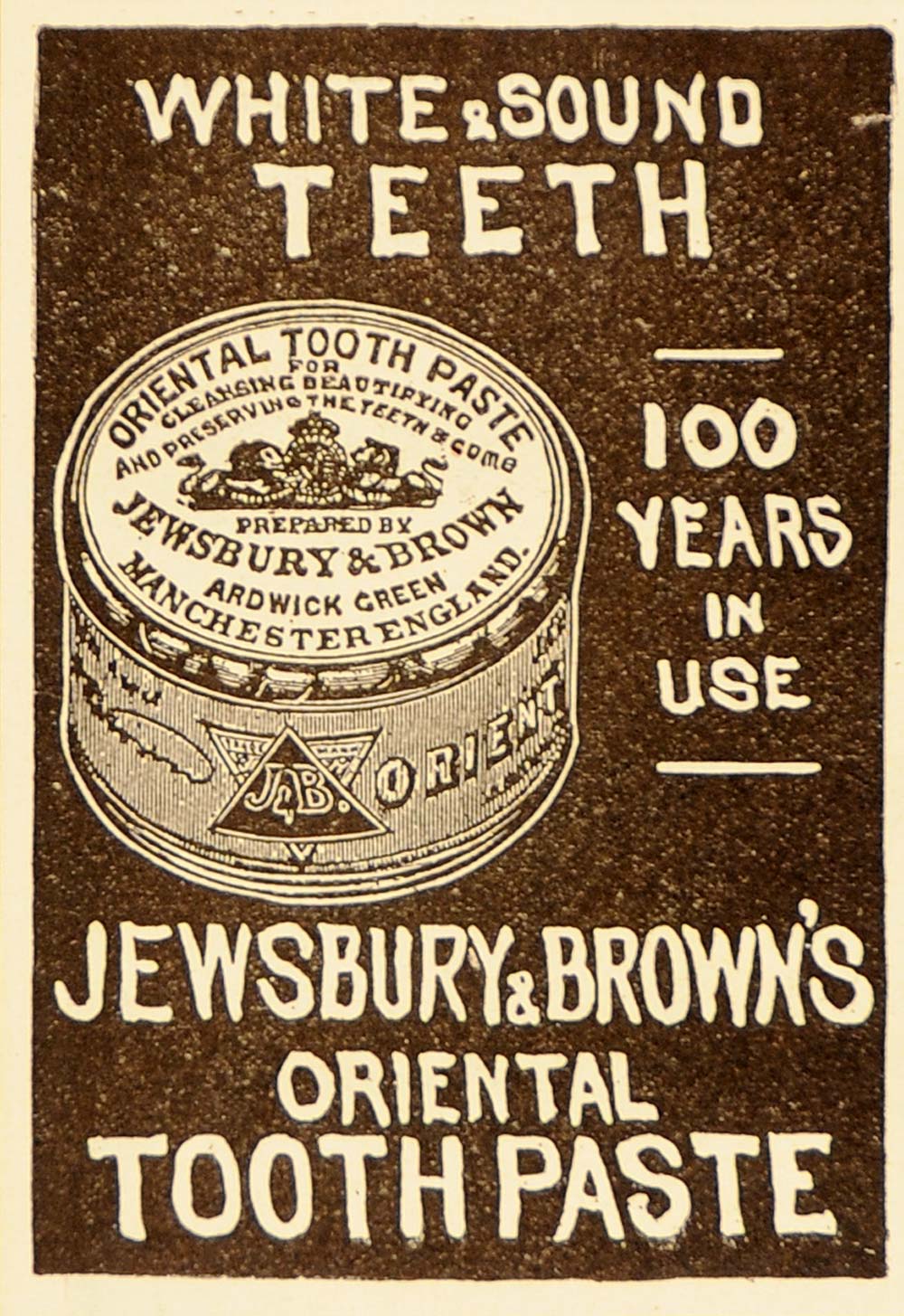 1905 Vintage Ad Jewsbury & Brown Oriental Toothpaste - ORIGINAL ADVERTISING OLD6