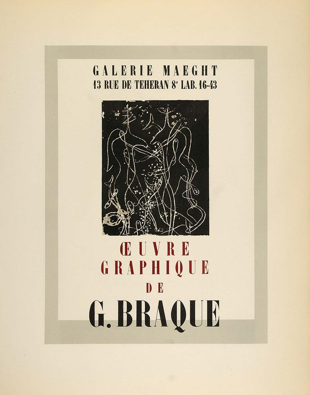 1959 Lithograph G. Braque Poster Art Oeuvre Graphique Galerie Maeght Mourlot