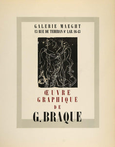 1959 Lithograph G. Braque Poster Art Oeuvre Graphique Galerie Maeght Mourlot