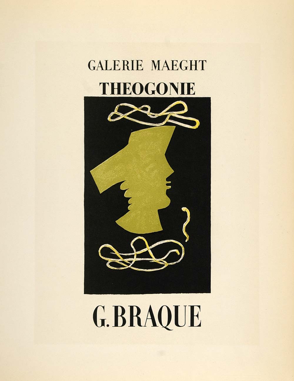 1959 Lithograph Georges Braque Poster Art Theogonie Galerie Maeght Mourlot