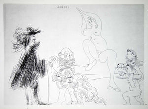 1970 Heliogravure Picasso Nude Female Litter Bearers Musketeer Abstract P347B