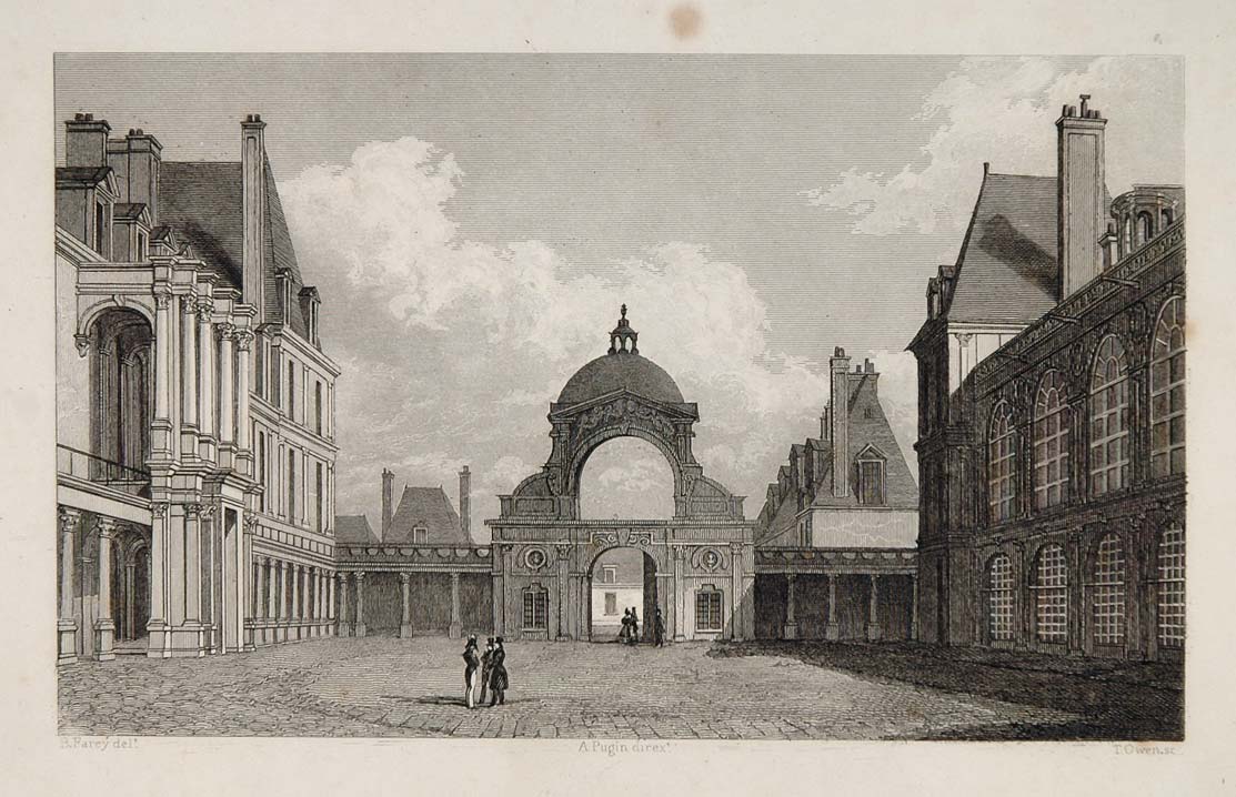 1831 Cour D'Honneur Fontainebleau Court Honor Engraving - ORIGINAL PARIS2