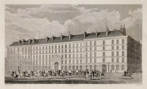 1831 Hotel Garde du Corps Military Paris Engraving NICE Soldiers Cavalry PARIS2