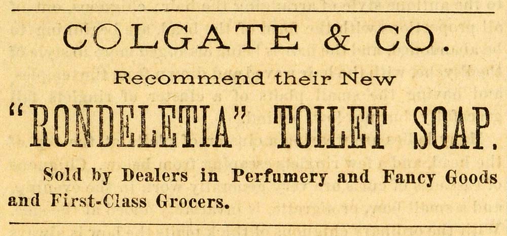 1871 Ad Colgate Rondeletia Toilet Soap Health Beauty Product Skin Care PEM1