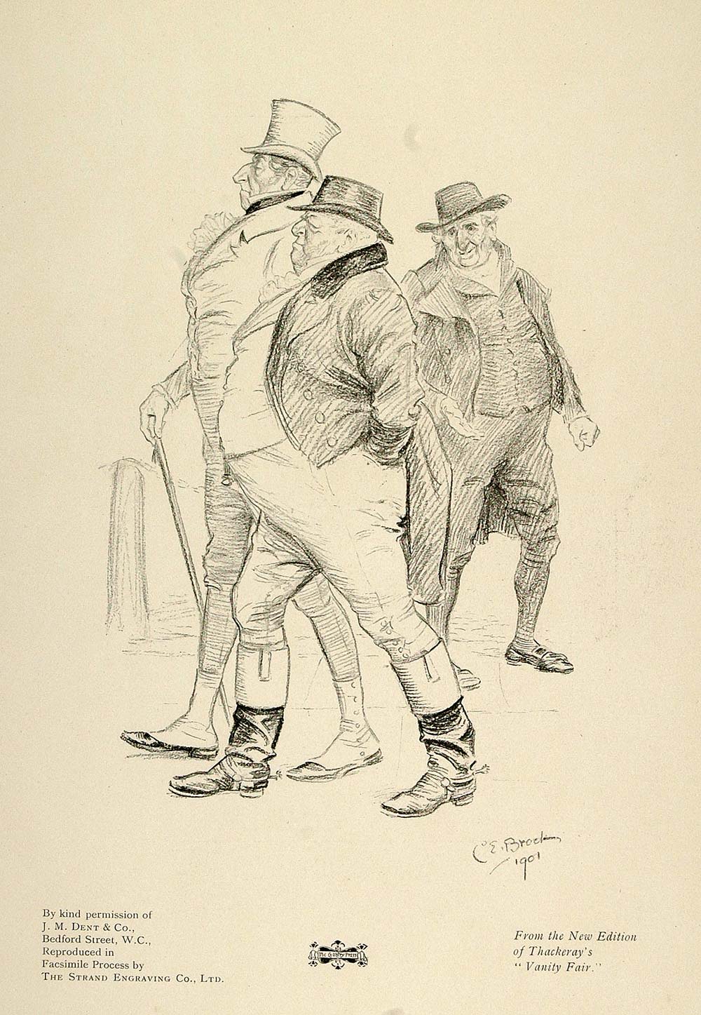 1901 Print Illustration Gentlemen Vanity Fair Thackeray - ORIGINAL PNR4