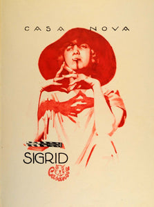 1926 Lithograph Hohlwein Casanova Cigarettes Sigrid Smoking German Poster Art Ad
