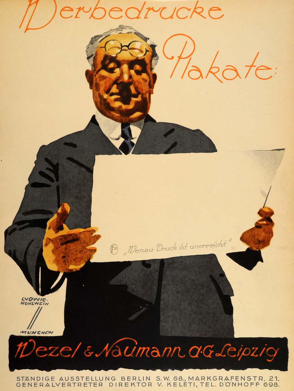 1926 Lithograph Ludwig Hohlwein Wezel & Naumann AG German Poster Art Advertising
