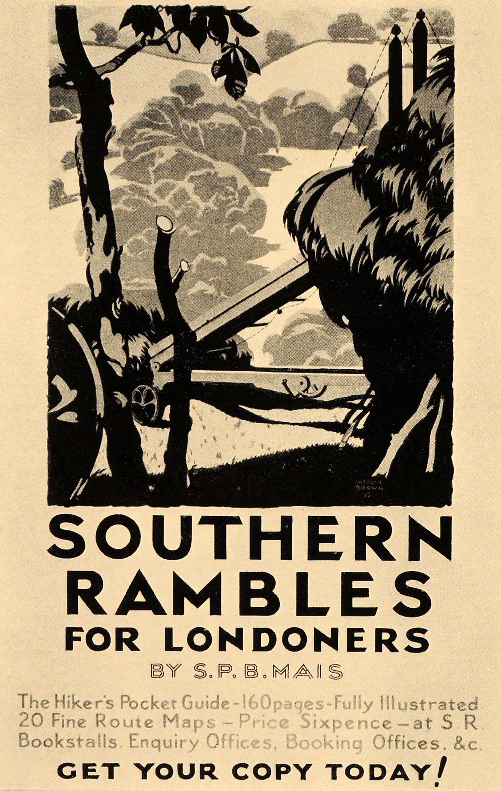 1933 S. P. B. Mais Southern Rambles Hiking Poster Print Landscape Hike POSA6