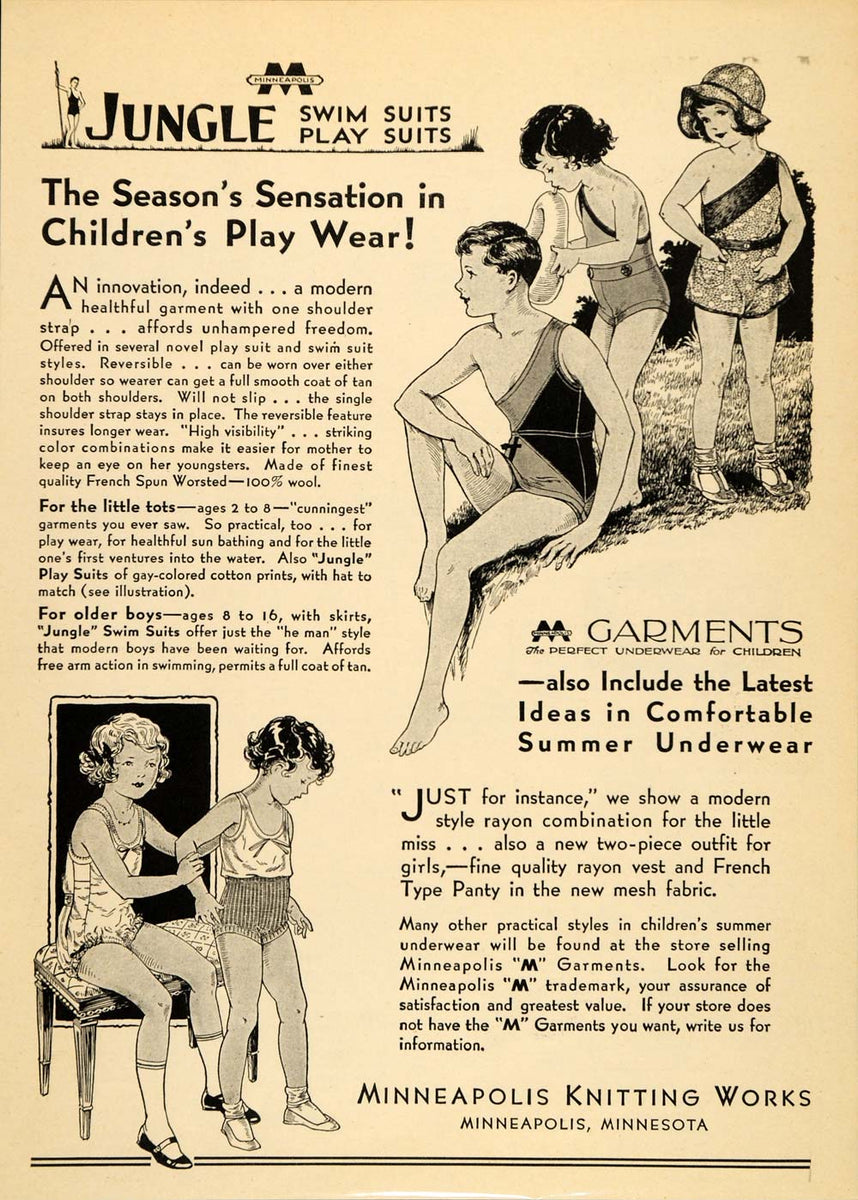 1932 Vintage Ad Children Underwear Swimsuits Playsuits - ORIGINAL