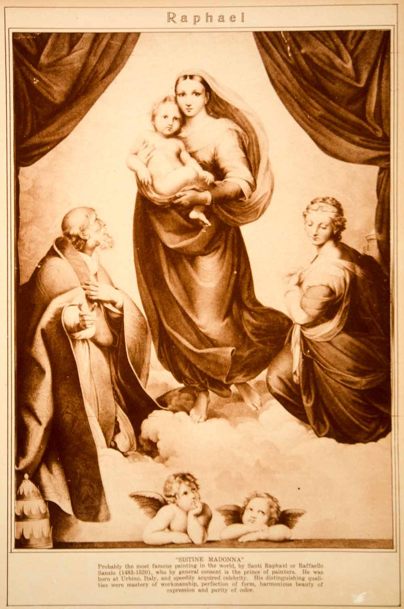 1923 Rotogravure Raphael Sistine Madonna Virgin Mary Christ Child Cher –  Period Paper Historic Art LLC, image size:797x1200
