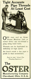 1921 Ad Oster Power Machine Manufacturing Motor Pipe Threading Cleveland SCA4