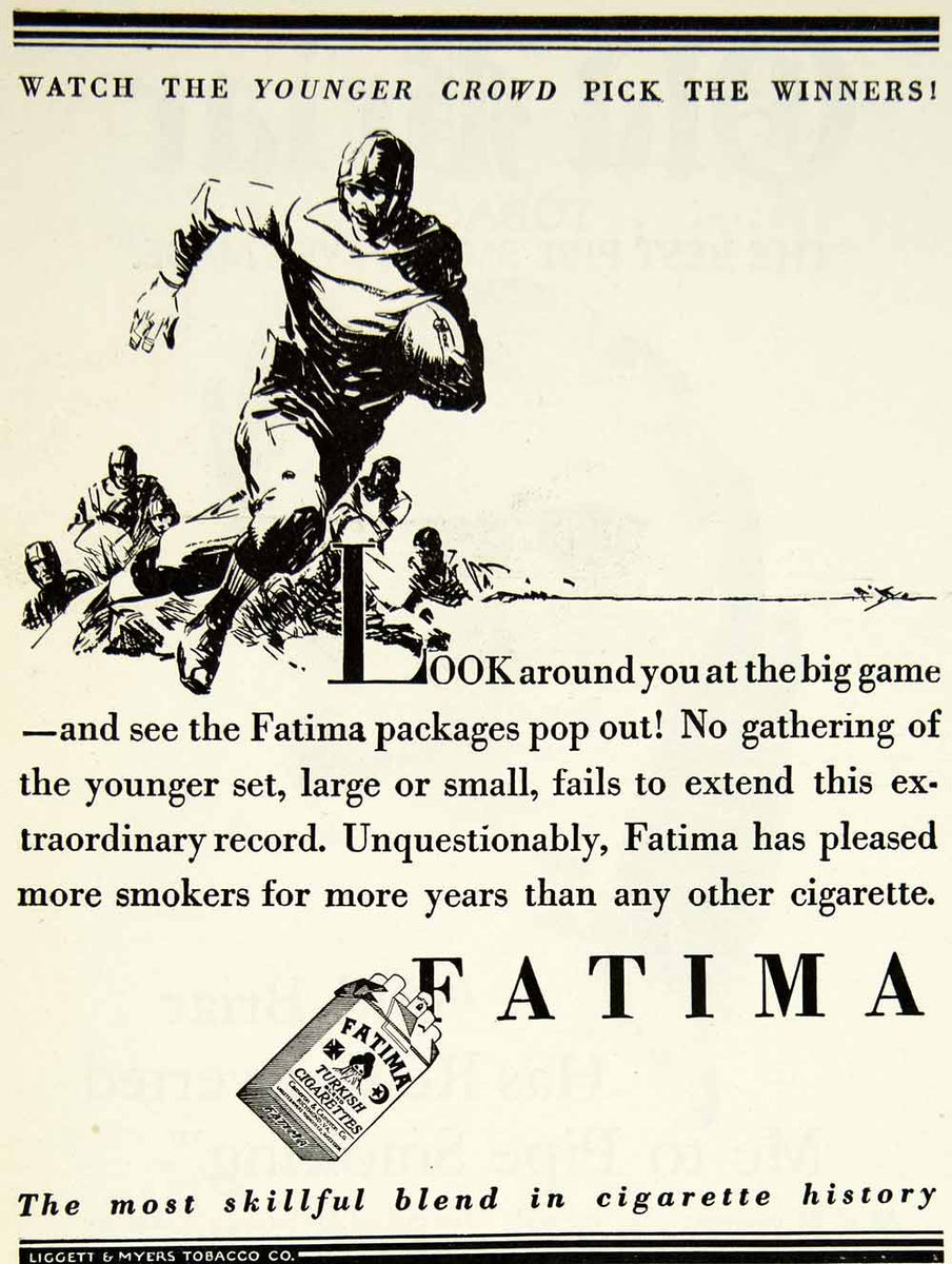 1927 Ad Fatima Turkish Cigarettes Football Game Richmond Virginia Athl