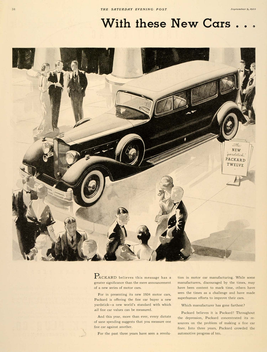 1933 Ad Packard Twelve Car Show Limousine Elite Luxury - ORIGINAL