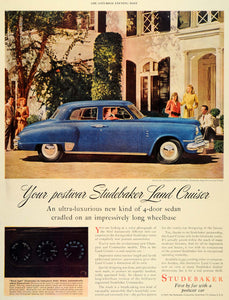 1947 Ad Studebaker Land Cruiser Post War Car Blue - ORIGINAL ADVERTISING SEP3