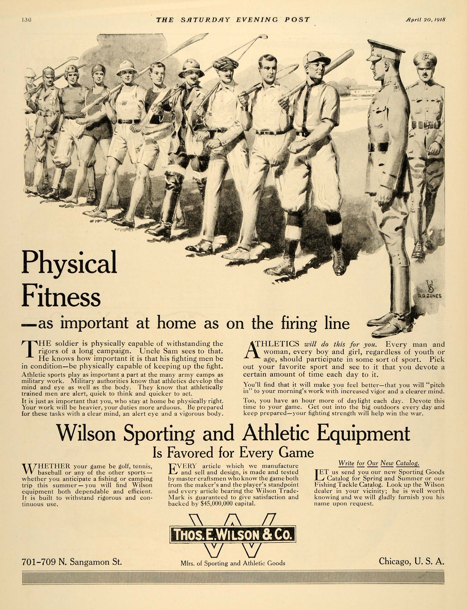 1918 Ad Wilson Sports Equipment Athletics Baseball Golf - ORIGINAL SEP4