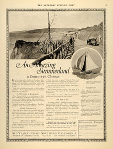 1922 Ad California Tourism Chamber Commerce Sailboat - ORIGINAL ADVERTISING SEP4