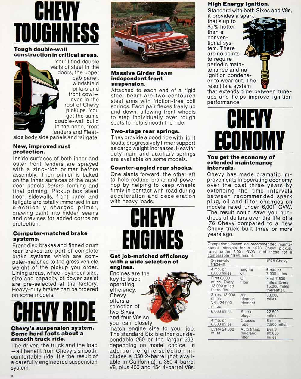 1975 Ad Chevy Chevrolet Pickup Truck Farming Engine Chassis Bonus Cab El SF4