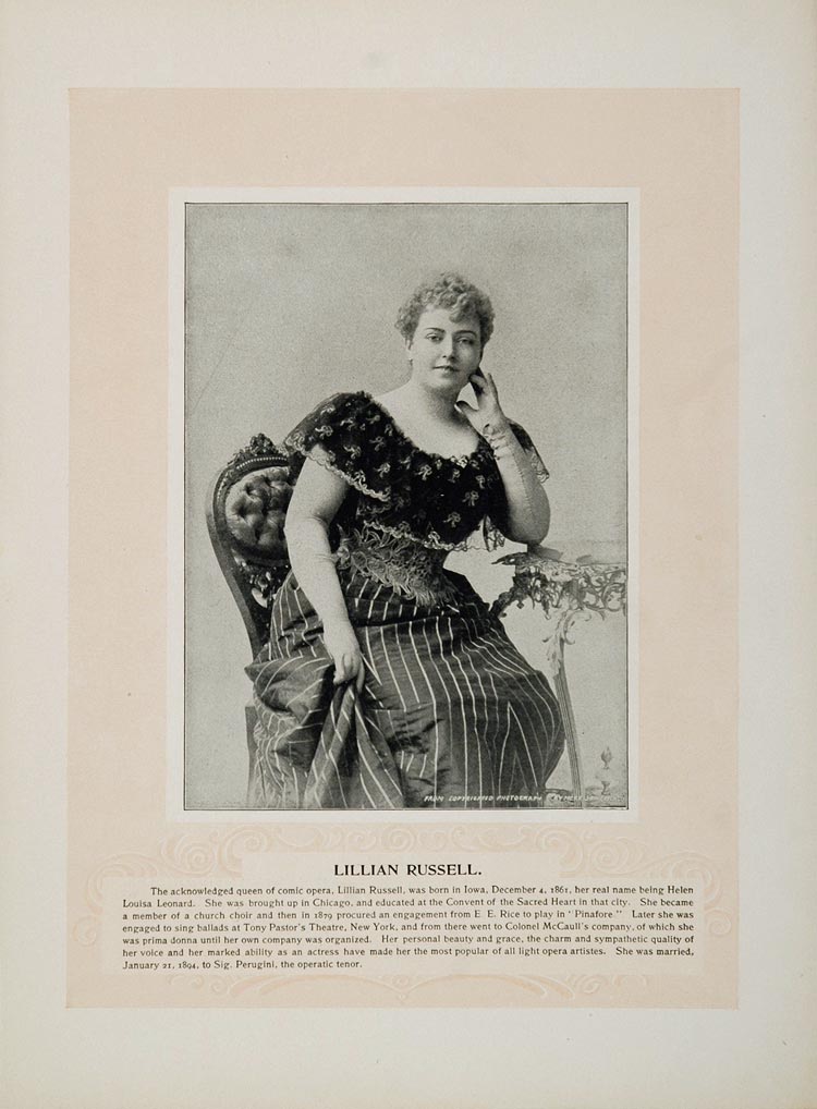 1894 Lillian Russell Digby Bell Comic Light Opera - ORIGINAL STAGE2